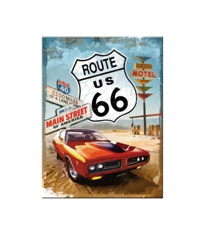 Магнит Nostalgic-Art "Road 66 Red Car" (14229)